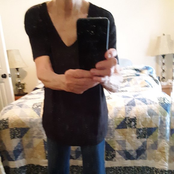 SALE NEW Soft Black Nordstrom Abound Vneck Tee SM - Picture 4 of 5